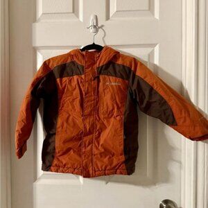 Columbia Orange and Brown winter Jacket for Outdoor Adventures kids6/7 with hood
